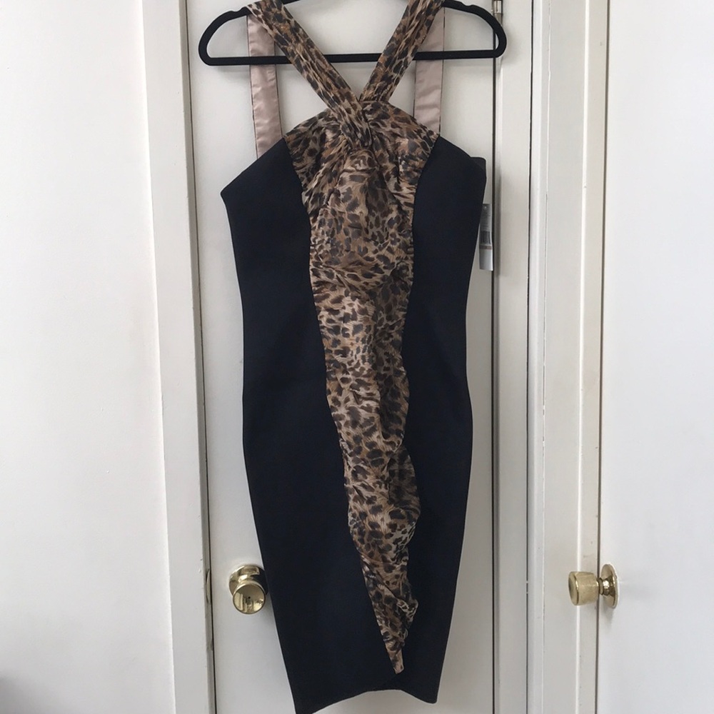 New Carmen Marc valvo neoprene and leopard dress